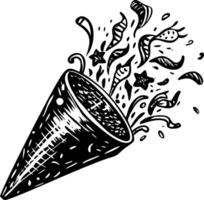 Sketchy illustration depicting a confetti popper vector
