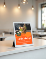 Tablet mockup on a table psd
