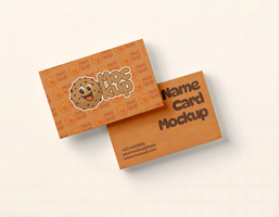 A mockup of a name card design featuring a cartoon cookie psd