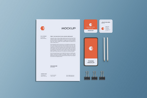 Square Business Card Mockup with Lettehead psd