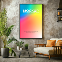 Modern empty frame mockup for aesthetic visual presentations psd