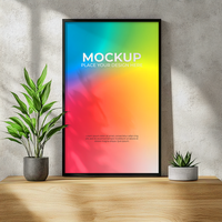 Elegant empty wall frame for creative digital designs psd