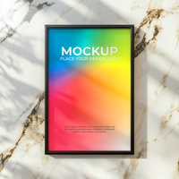 Professional wall frame template for photo and design displays psd