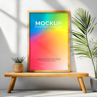 Vintage-style empty frame for retro-themed interiors psd