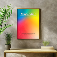Minimalist empty frame mockup for artwork presentation psd
