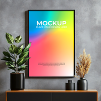 Wall-mounted blank picture frame for realistic presentations Template psd