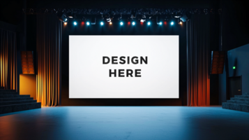 Screen mockup on stage for presentation art placement psd