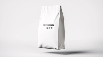 Coffee bag mockup floating against white background for art placement psd