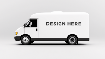 Side view of delivery van mockup for design placement psd