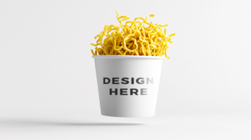 Noodle cup mockup floating against white background for design placement psd