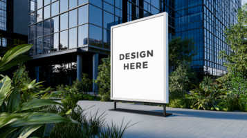 Lightbox mockup in front of office building for design placement psd
