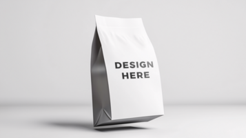 Coffee bag mockup floating against white background for design placement psd
