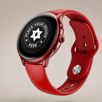 Digital smartwatch mockup with clean blank screen for app previews. Use this watch mockup for smart device displays and wearable technology presentations. psd