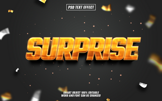3D text effect Surprise on dark background with confetti. psd