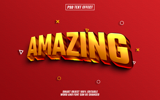 3D golden text effect Amazing on red background. psd