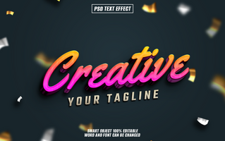 3D text effect design Creative with, colorful gradient, psd