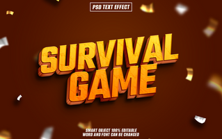 3D text effect, Survival Game, with orange letters psd