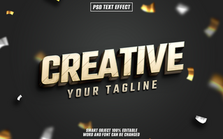3D gold text effect Creative on dark background with confetti. psd