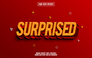 3D text effect Surprised in yellow and red psd