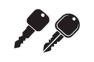 Two keys are shown in black and white vector