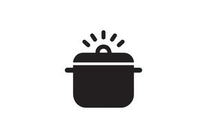 A black and white icon of a pot with a lid vector