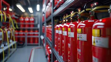 Fire extinguishers in a warehouse photo