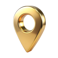 Gold map location pointer. 3d icon of geolocation map location. Realistic isolated. png