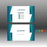 A business card with a green and cyan design vector