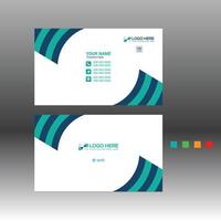 A business card with a blue and green creation vector