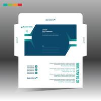 A business card with a blue and green design vector