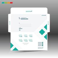 A business envelope with a cyan and white design vector