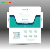 A business card with a blue and green design vector