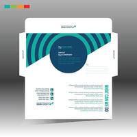A business card with a blue and green design vector