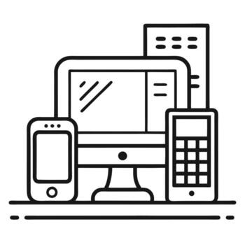 Modern Technology Devices Smartphone, Computer, Calculator, Screen vector