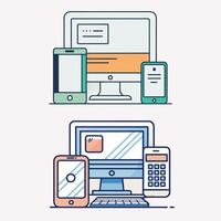 Responsive Web Design Desktop, Mobile, Tablet, Smartphone Interface vector