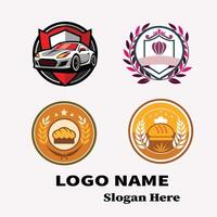 Four Unique Logos Car, Bakery, Badge, Wheat Designs vector