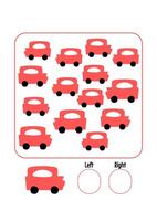 counting the number of cars facing right and left focus practice. vector