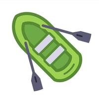 Green rubber inflatable boat on white background top view. vector