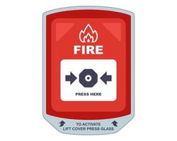 Fire alarm system on wall for fire alarm. press button when fire. vector