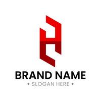 Modern bright red H initial logo vector