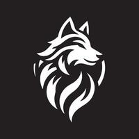 A bold, stylized graphic of a wolf's head, presented in a circular frame against a black background. vector