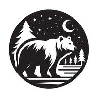 Elegant Black Bear Silhouette with Abstract Stripes vector
