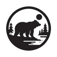 Bold black and white bear head graphic design vector