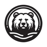 stylized black and white profile view of a bear's head. vector