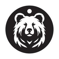 A captivating black and white graphic design showcasing a stylized bear in a circular landscape. vector