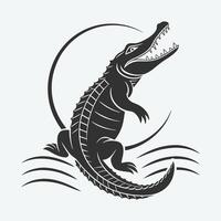 Powerful, stylized crocodile graphic design. vector