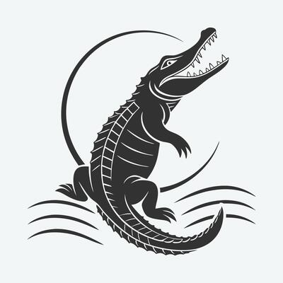 Powerful, stylized crocodile graphic design.