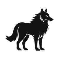 Powerful Silhouette of a Howling Wolf on a Mountain Peak vector