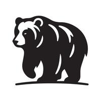black silhouette of a bear's head in profile view against a plain white background. vector