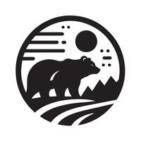 Silhouetted bear in a forest vector